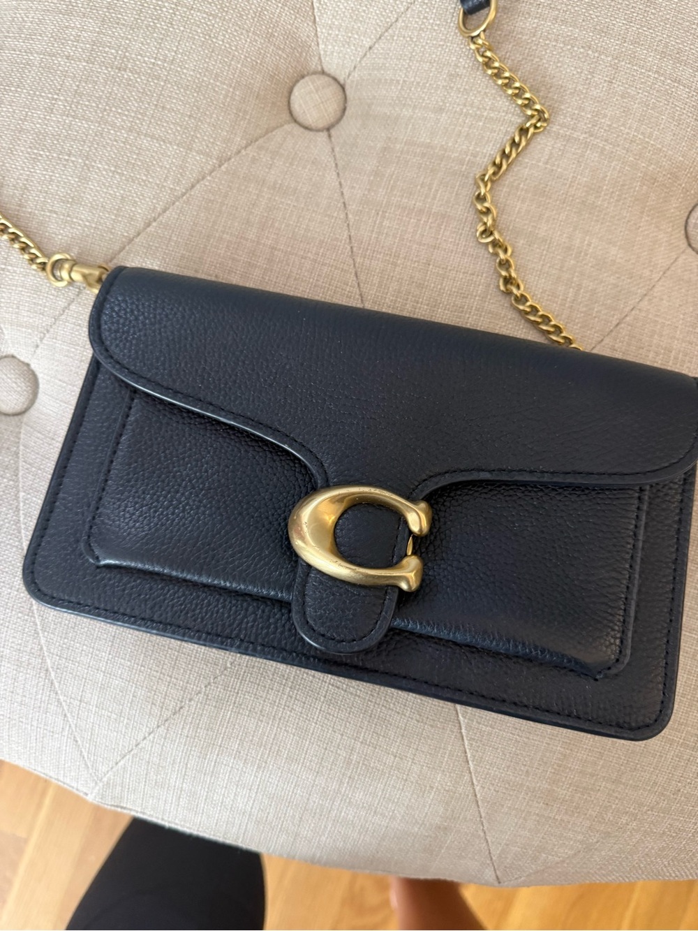 Coach Black Pebbled Leather Crossbody with Gold 'C' Hardware